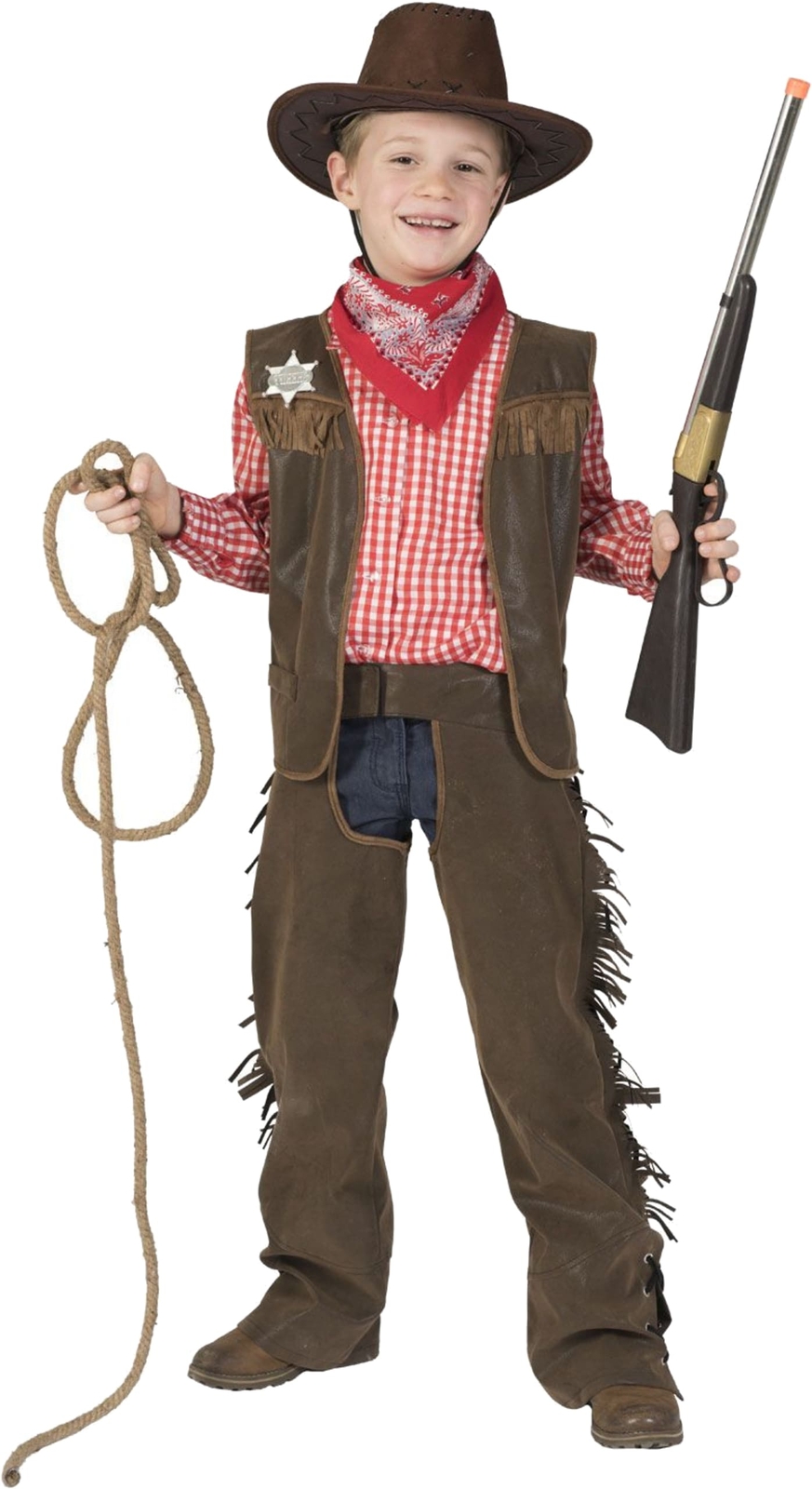 Cowboy Kostüm Ben Für Jungs – Wilder Westen Outfit Mit Weste & Hose (Größe 128)