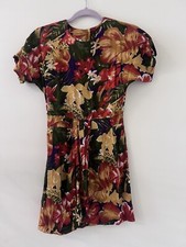 Vtg Jeffery & Dara By Linda Hutley Mini Floral Belted Dress Short Sleeve US 3/4