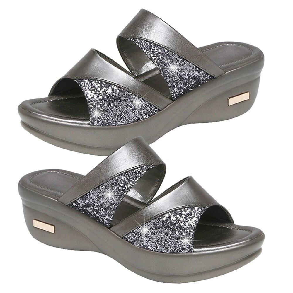 Gray wedges sandals sale