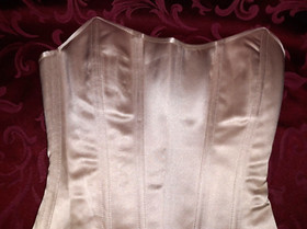 PERFECT CORSET NY Grace Satin Corset Beige Size Small Lace Up Back Girdle NWT