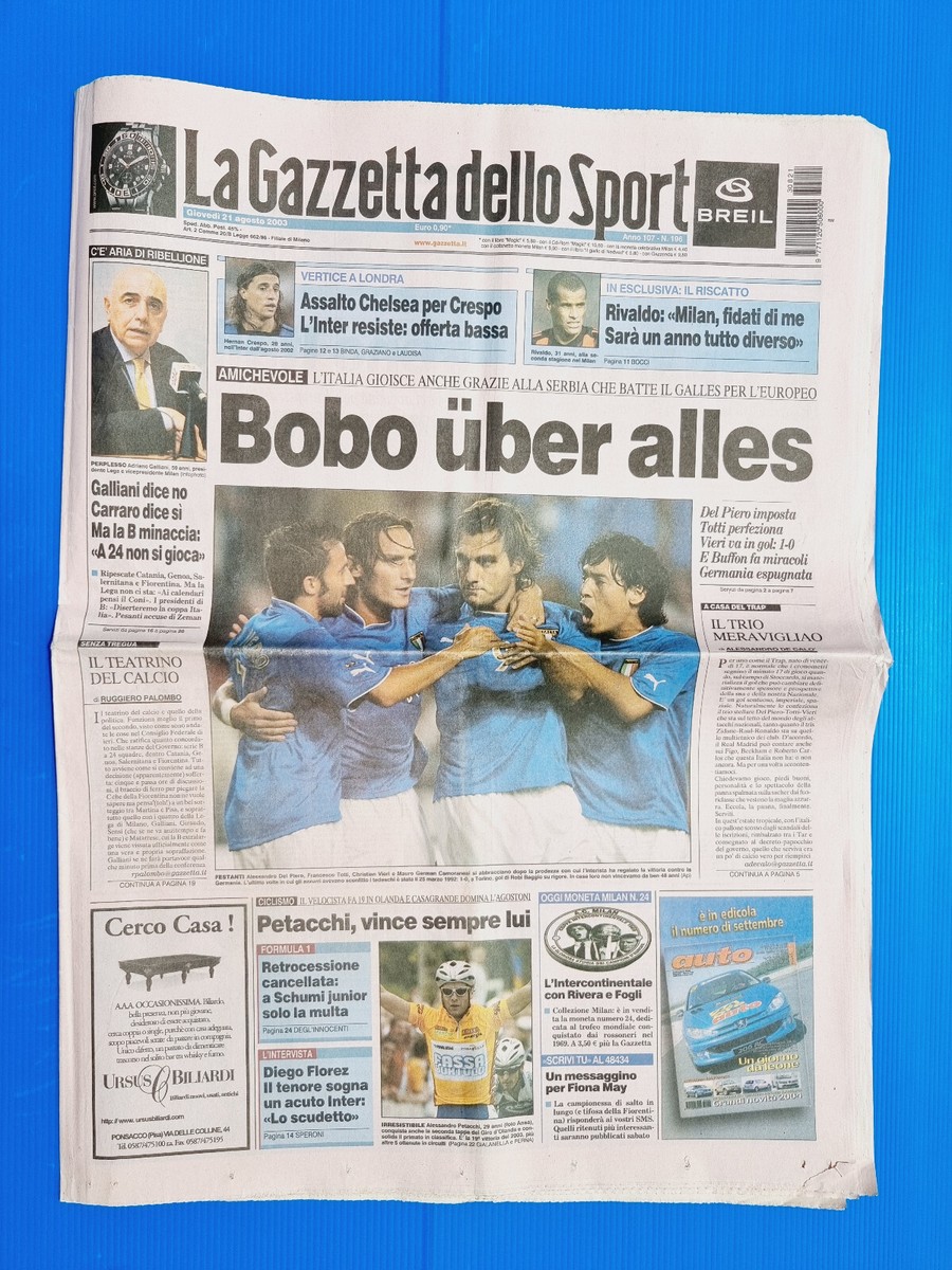 Gazzetta Dello Sport – 7 Octobre 2001 – Pub TIF 2002 PS2 – Totti & Del Piero