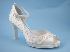 Ivory White Rhinestone High Heel Satin Silk Wedding Shoes 9cm Made in Italy