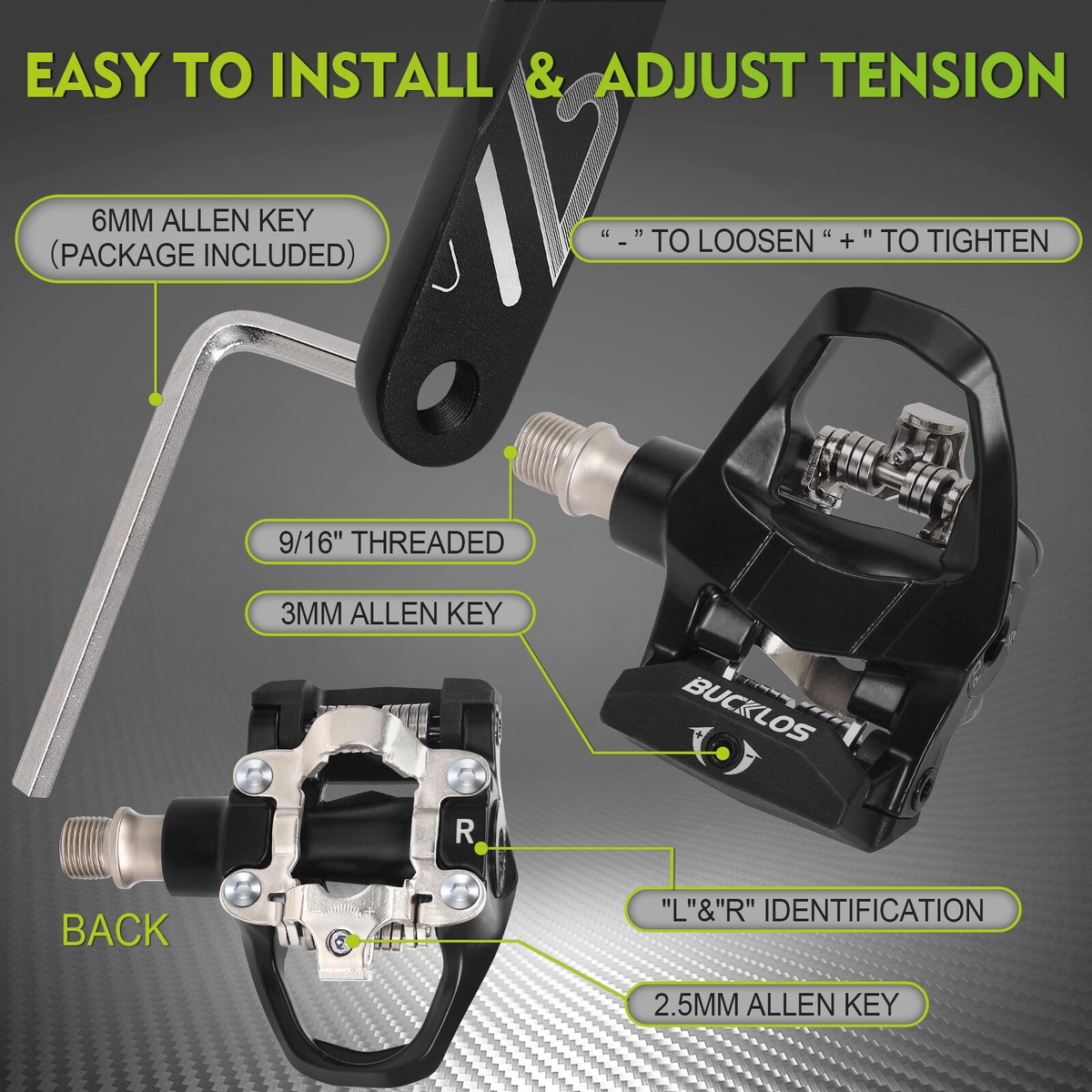 Road Bike Pedals BUCKLOS Look Delta SPD Adapter SPD Bike Bicycle