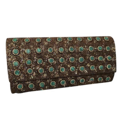 Pochette De Soirée Deepa Gurnani - Motif Floral Et Serpent - Noir & Or - Neuf Avec étiquette NOS