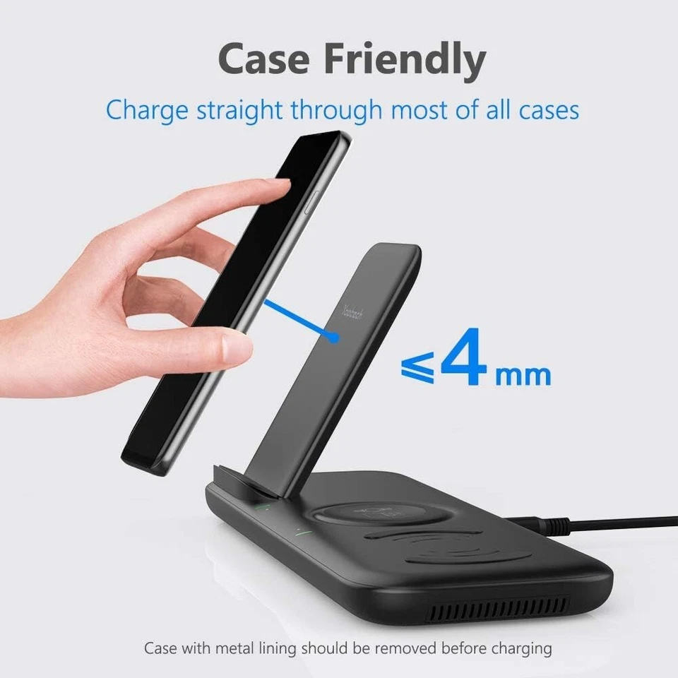 3-in-1 Wireless Charging Station for Android Apple Phones, Earbuds, Smartwatches - Image 3 of 4