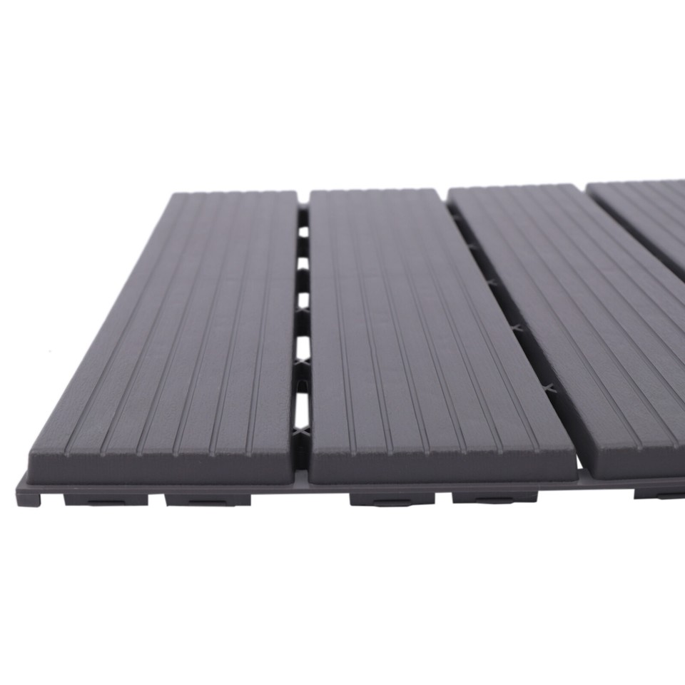 Plastic Composite Patio Deck Tiles 12”x12” Interlocking Decking Tiles
