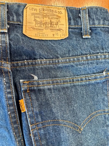 Vtg '80s Levis 519 0217 Dark Wash Denim Jeans Orange Tab 31x34 Retro Rockabilly - Picture 6 of 9
