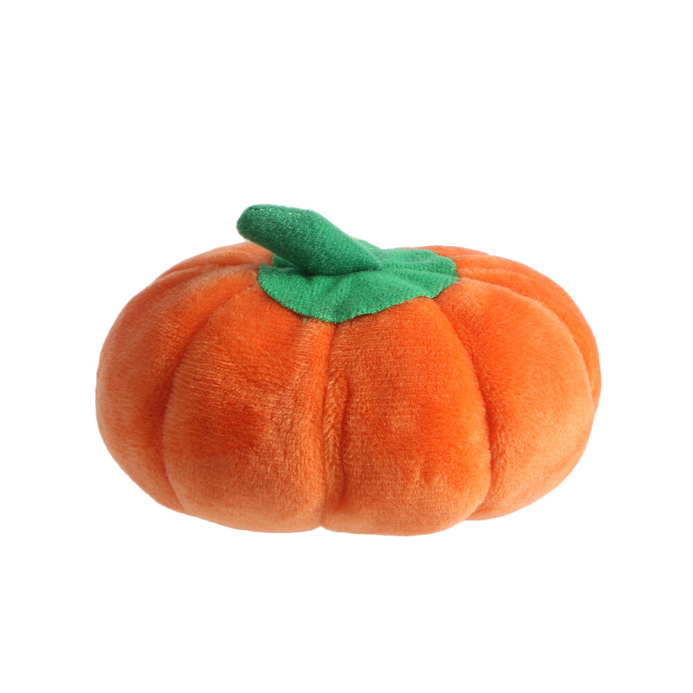 Plush Toys Orange Pumpkin Shaped Interactive Squeaky Toys Kitten Cat Puppy