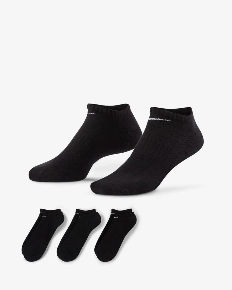 Nike Unisex Laufsocken Everyday Cushioned, Schwarz/Weiß, 3 Paar (SX7673-010)