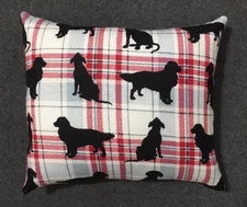 Cute Handmade Fleece Plaid Silhouette Dog Accent - Throw Pillow 11” x 10”