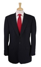 Brooks Brothers Navy Blue Chalkstripe 2-Btn Wool Stretch Suit 41L 42L