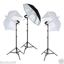 Lincostore 600 Watt Photo Studio Umbrella Continuous Triple Lighting Kit 