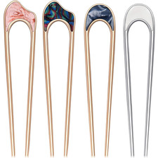 4 Pcs U Shaped Hair Pins French Twist Hair Fork, U Gold and Silver