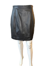 MAXIMA WILSONS Black Leather Size 10 Lined Skirt Zipper waist 28"