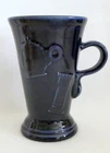 Fiesta Pedestal Mug Cobalt BLUE Fiestaware 18 oz Latte Cappuccino Embossed Icons