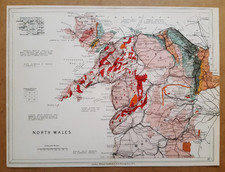 Antique Geological Map: North Wales, John Emslie, c 1904-25, Coloured Lithograph