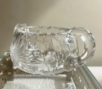 ANTIQUE PAIRPOINT CUT GLASS OPEN SUGAR FLORAL / 12 POINT STAR PATTERN
