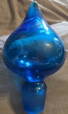 Vintage Huge Blenko Blue Glass Stopper Only Ground Base from 588 or 5815 L Vase