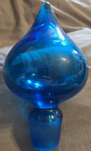 Vintage Huge Blenko Blue Glass Stopper Only Ground Base from 588 or 5815 L Vase