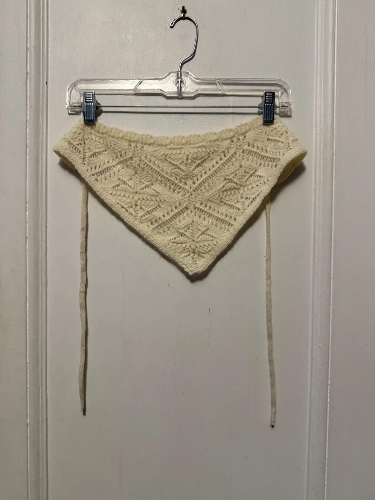 knitted linen head scarf Ivory head kerchief, breathable summer shawl