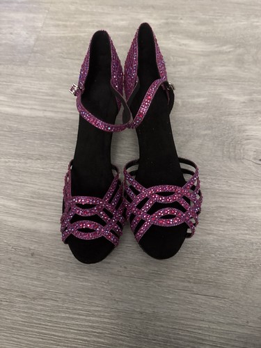 Women’s Purple Rhinestone (Sparkly) Ballroom Dance Shoes Ankle Strap Size 11
