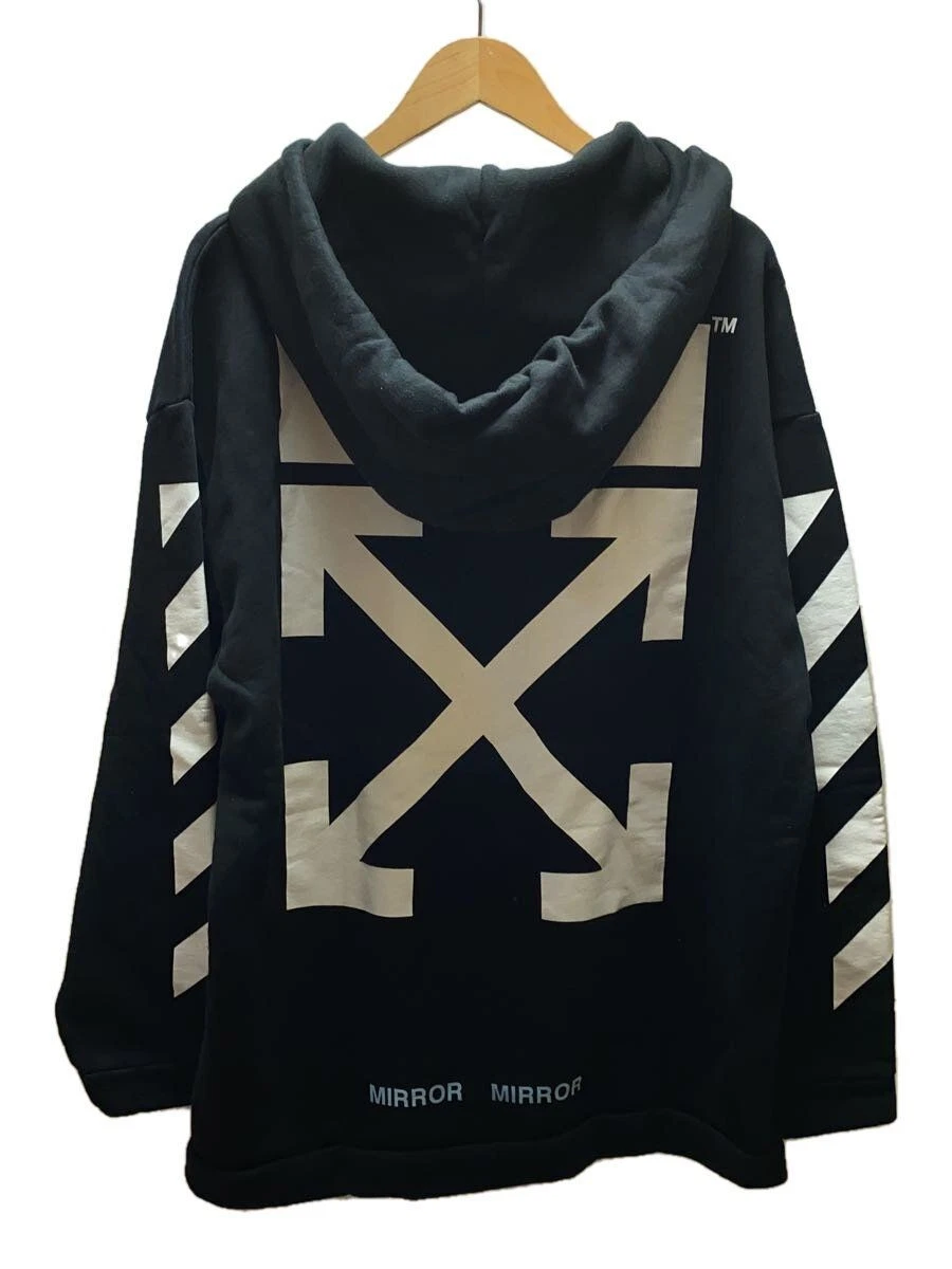 OFF WHITE FELPA CON CAPPUCCIO 17SS PULLOVER S COTONE NERO STAMPA SCHIENA SOLIDA usata
