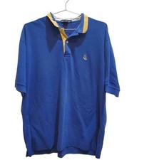 Vtg Nautica Polo Shirt Mens M L Blue Yellow Pima Cotton Soft 90s Y2k Yacht Club 