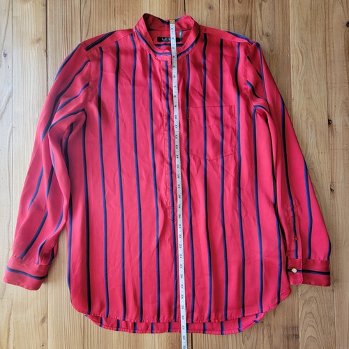 Lauren Ralph Lauren Womens Red Blue Striped Long Sleeve Blouse Size Large - Picture 13 of 18