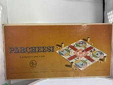 COMPLETE Vintage PARCHEESI Board Game Gold Seal Edition Selchow & Righter 1959