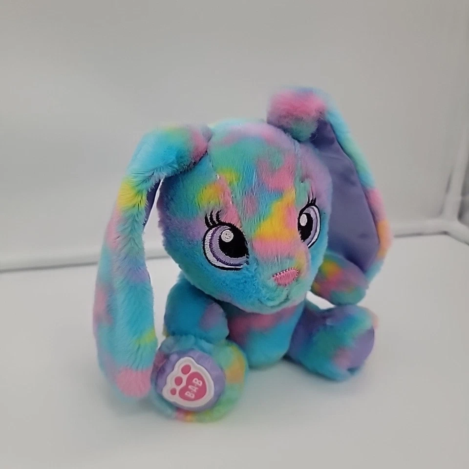 Build A Bear Small Frys Bunny Rabbit Tye Dye 6" Stitched Nose Eyes Pastel Purple - Image 2 of 4