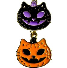 Black Or Orange Cat Jack-o-lantern Earrings Necklace Jewelry Set - Halloween