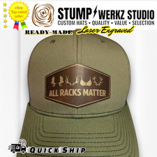 Custom Hat Trucker Baseball Cap Snapback Leather Patch Hunting ALL RACKS MATTER