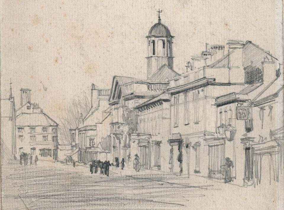 Dessin Original Frank Lewis Emanuel (1865-1948) - Rue De Vienne, France, 1928, Crayon