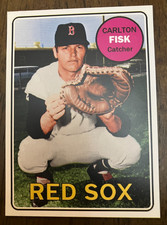 BOSTON RED SOX: Carlton Fisk Custom Modern 1969 Style Art Card - HOF