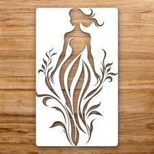 Woman Floral De Large Reusable Wall Stencil For Painting DIY Home Decor Template
