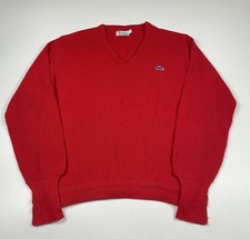 Vintage Izod Lacoste Men  s Sweater Red V Neck Men  s Size Large 70s/80s Used
