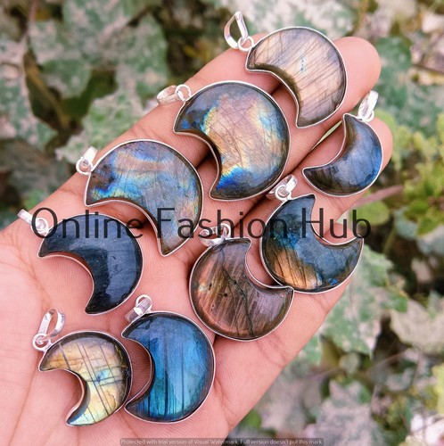 Blue Labradorite Gemstone 925 Sterling Silver Plated Pendent Lot Winter Jewelry