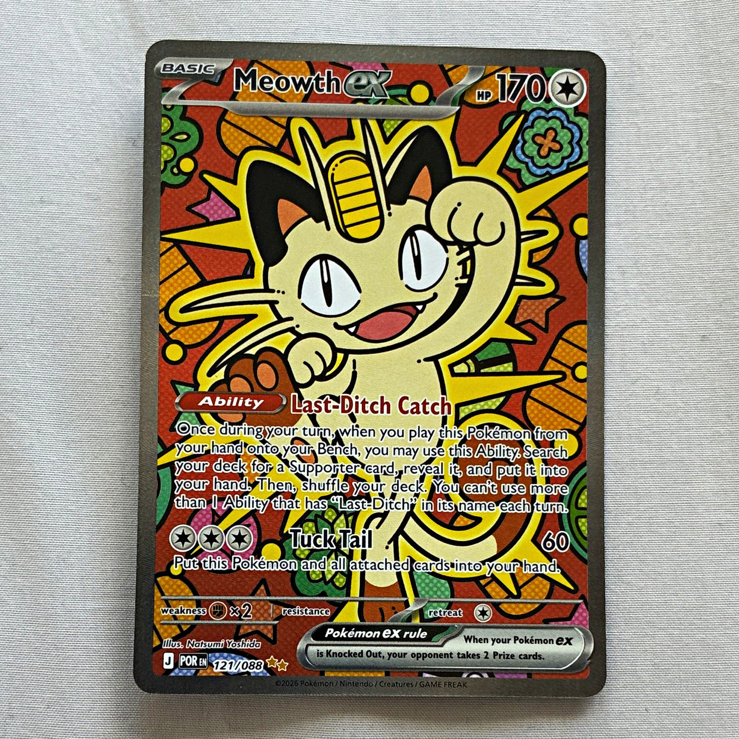 Pokémon TCG Meowth ex 121/088 Perfect Order Lightly Played