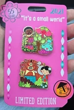 Disney DLR It's a Small World 55 Years Anniversary Africa & Japan 2 Pin Set LE