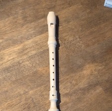 Beige Plastic Soprano Recorder Musical Instrument