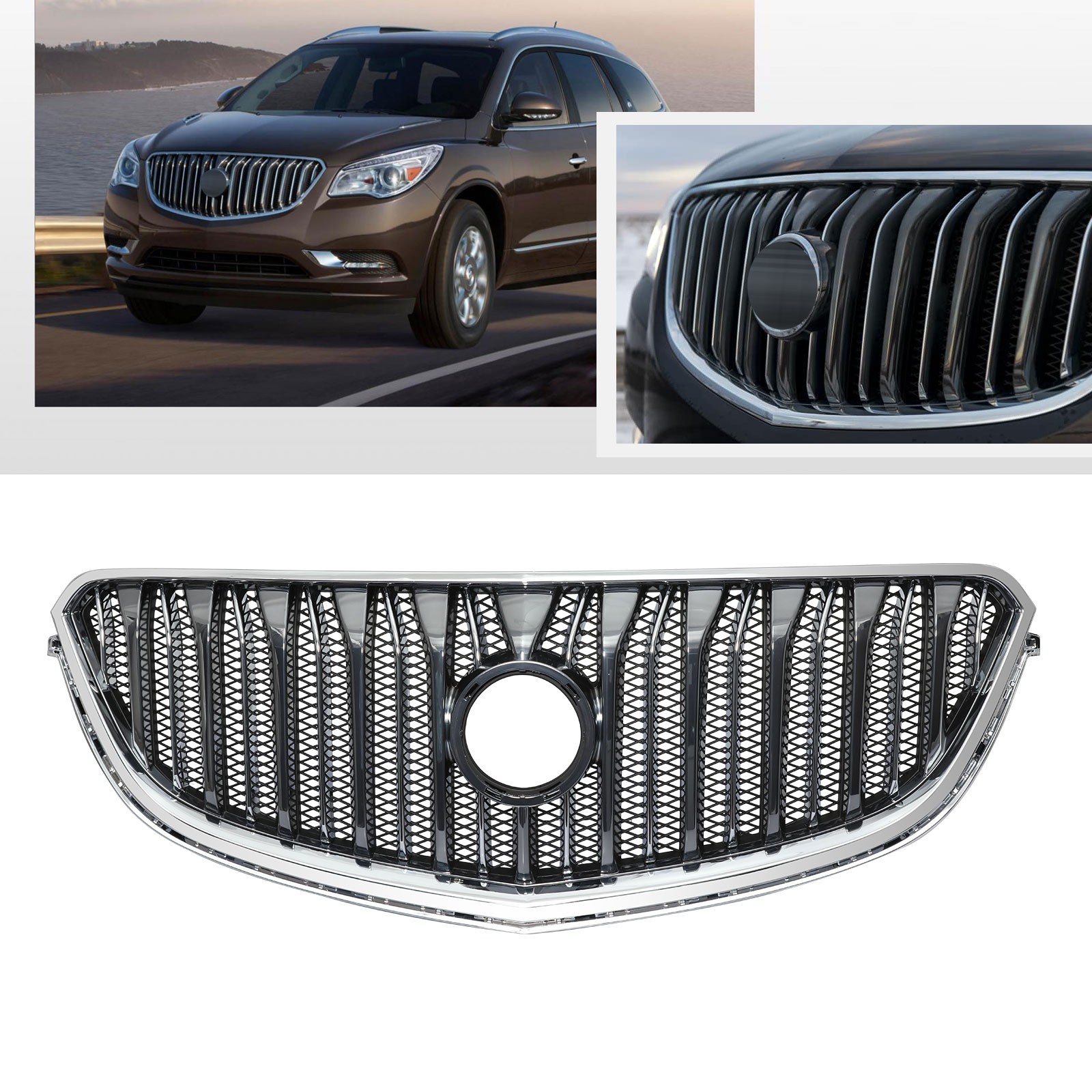 Chrome Front Upper Bumper Grill Grille For Buick Enclave 2013-2017
