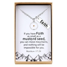 Mustard Seed Faith Necklace Seed Charm Christian Pendant Religious Jewelry Inspi