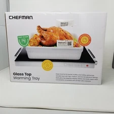 NEW Chefman Compact Glass Top Warming Tray w Temperature Control