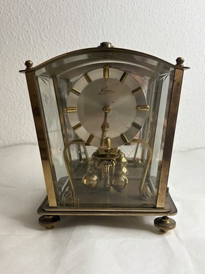 Kern Jahresuhr Drehpendeluhr Tischuhr Vintage Messing Glasgehäuse