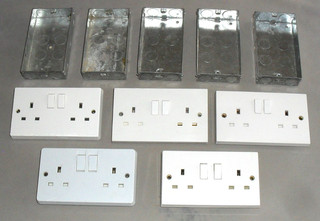 5 x White Double Switch & 5 2 Gang Galvanised Steel Knockout Box 25mm Electrical