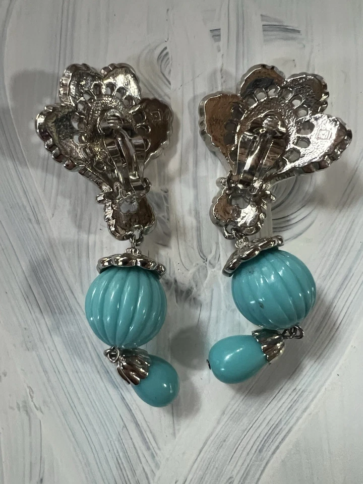 Pendientes Estate Jose Maria Barrera para Avon Vintage Azul Turquesa Foto 3 de 3