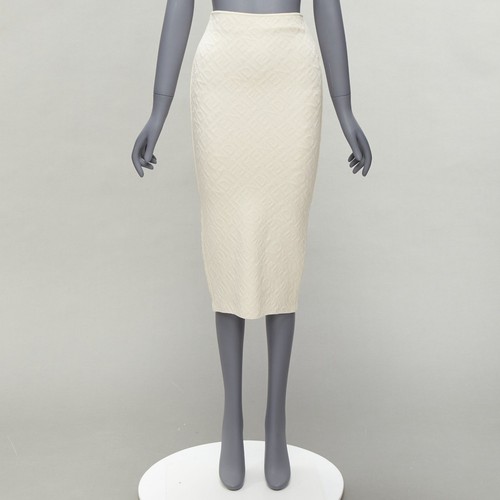 FENDI SKIMS cream logo jacquard high waisted pencil skirt IT36 XXS - Afbeelding 10 van 10