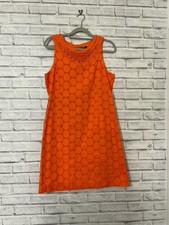 SALE £5 ~Worn 1C Stunning Roman Orange Embroidered Cotton Lined Dress ~ UK14 VGC