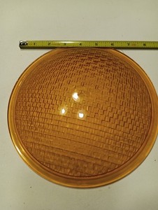 Vintage Lexalite, Plastic, Traffic Signal Light Lens, Yellow/Amber, 8 3/8 Inches