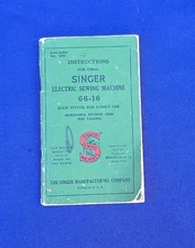 Vintage Singer 66-16 Sewing Machine Owner Manual Instruction Book Original